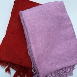 Two Women Scarfs, Pink Paisley Pashmina, and Orange